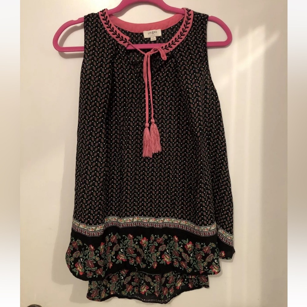 Umgee Size Small Tank Top Paisley Floral Long Hi Low Tunic